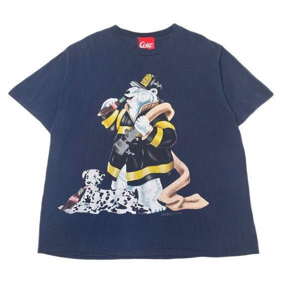 1996 Coca Cola Fire Dept. Polar Bear Graphic Tee XL - Picture 1 of 7